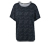 Überschnittenes Blusenshirt, dunkelblau - Dunkelblau mit cremeweißem Print